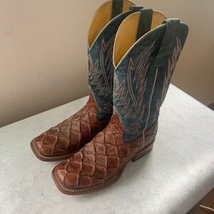 Horse Power HP 1823 Youth Size 6 Cognac Filet Of Fish Square Toe Cowboy Boots